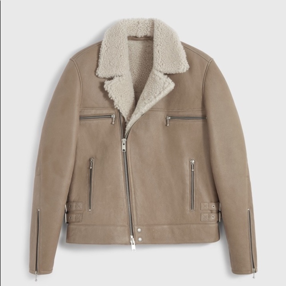ALLSAINTS Coleman Biker Shearling Jacket (Medium)